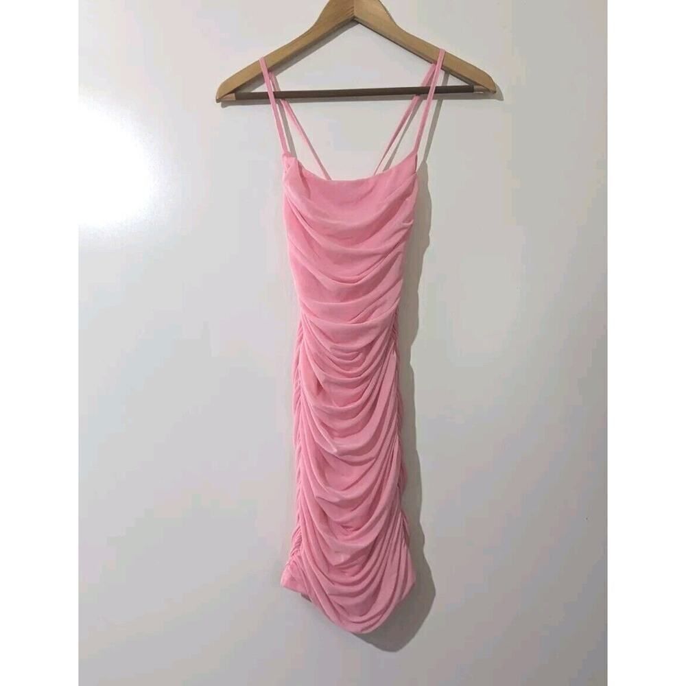 Cloud Ten Pink Mesh Ruched Body on Mini Dress NWT Size Small O - Picture 3 of 6